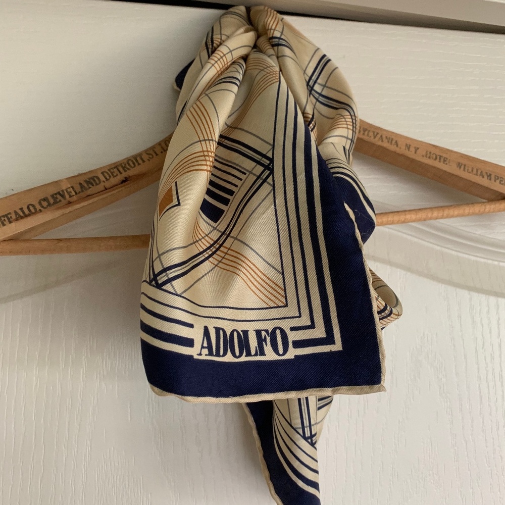 Vintage MCM Adolfo Square Retro Silk Scarf